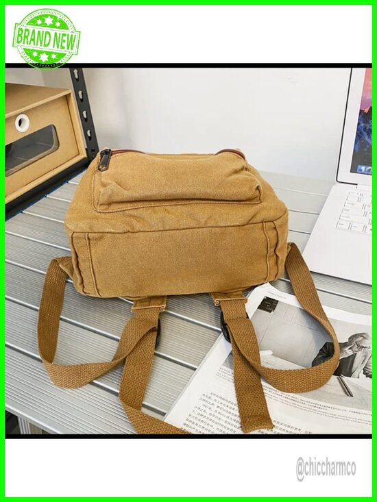 Small Canvas Backpack Purse for Women Teen Girls School Travel Daypack main image 5